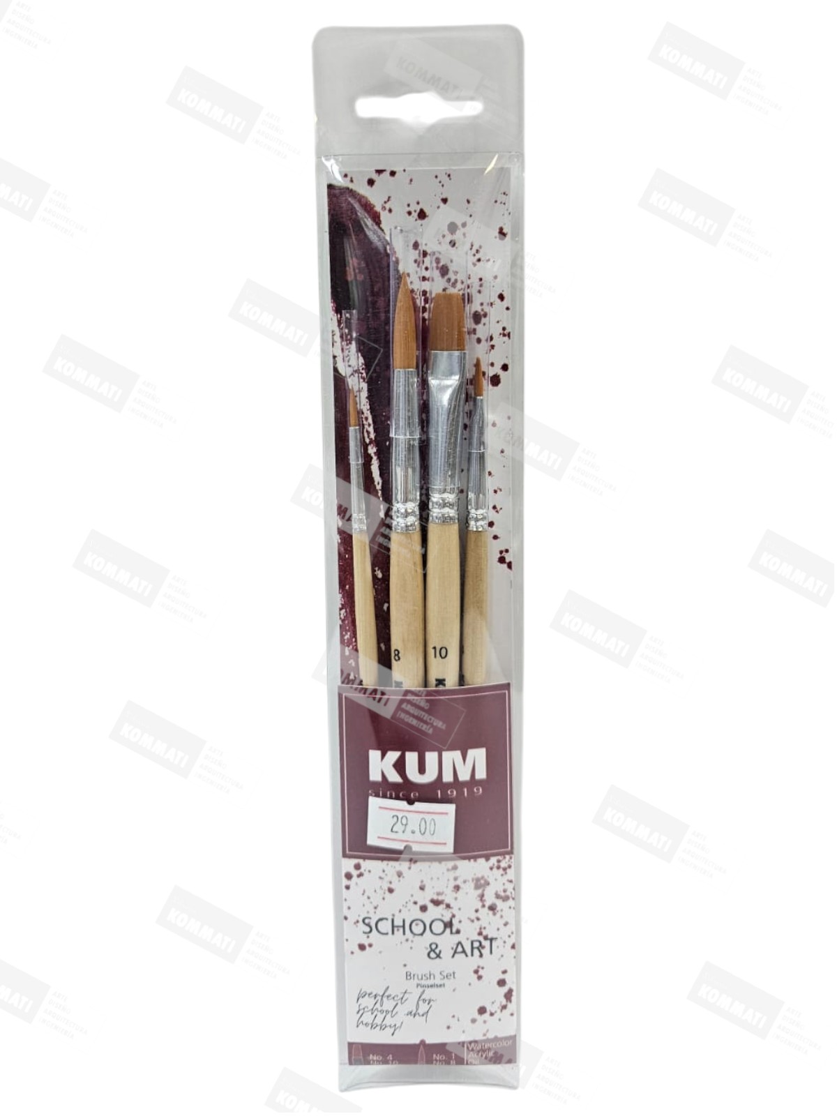 PINCELES KUM SCHOOL & ART SURTIDO SET X4 UNID - KUM