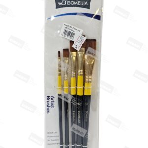 PINCELES PLANO X5 MANGO AMARILLO - BOMEIJIA
